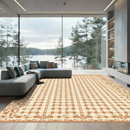 Caramel Beige Repeating Lattice Rug