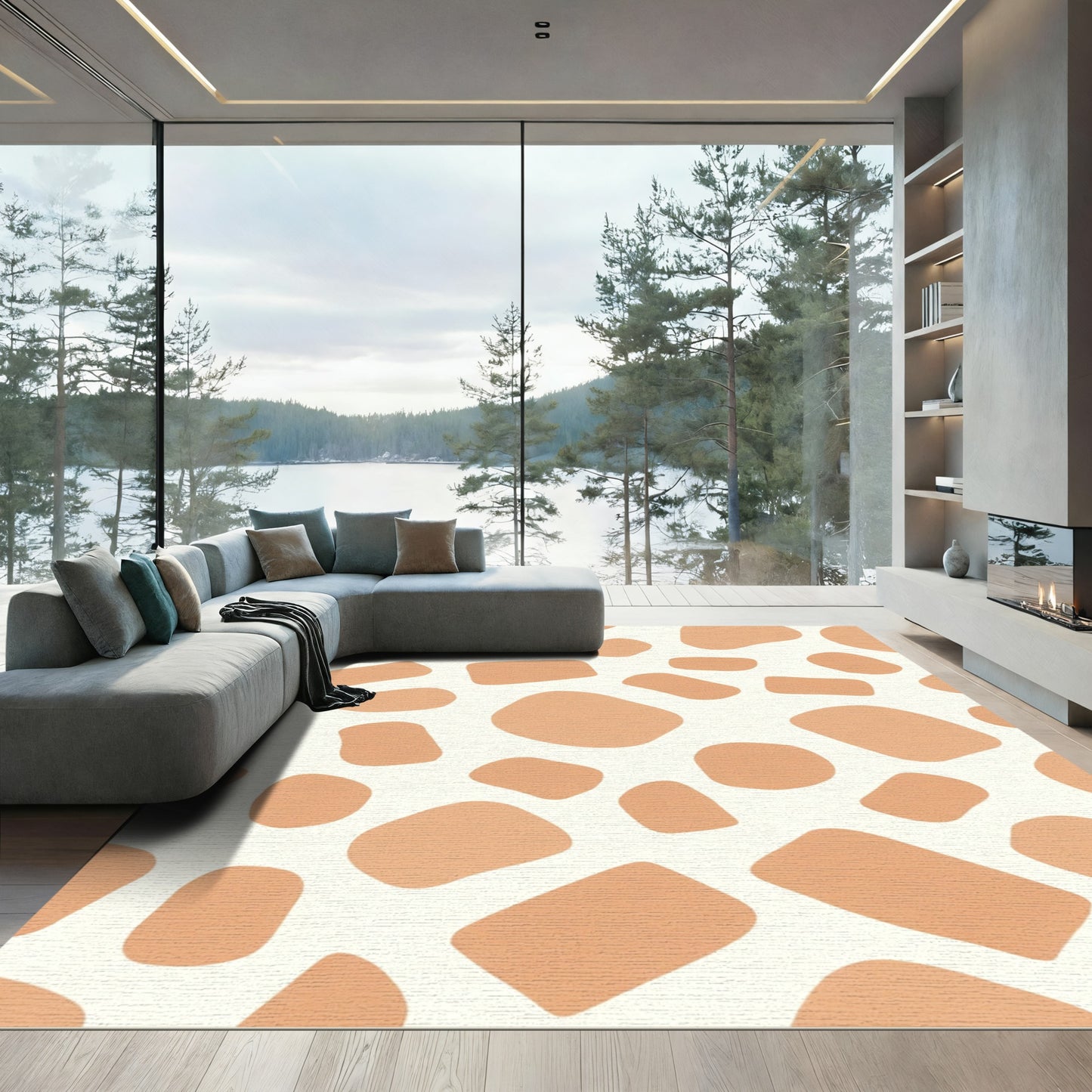 Ecru Giraffe Print Shapes Rug