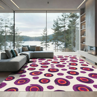 Fuzzy Purple Orange Abstract Dots Rug