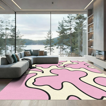 Pink Cream Cloud Abstract Flow Rug