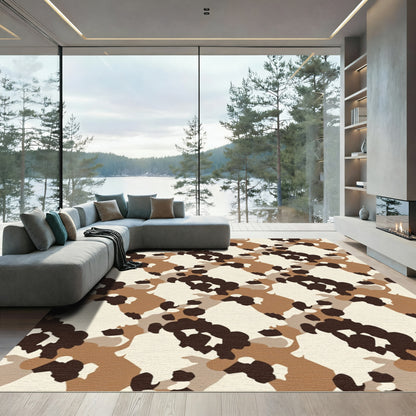 Earthy Camouflage Broken Jagged Forms Rug