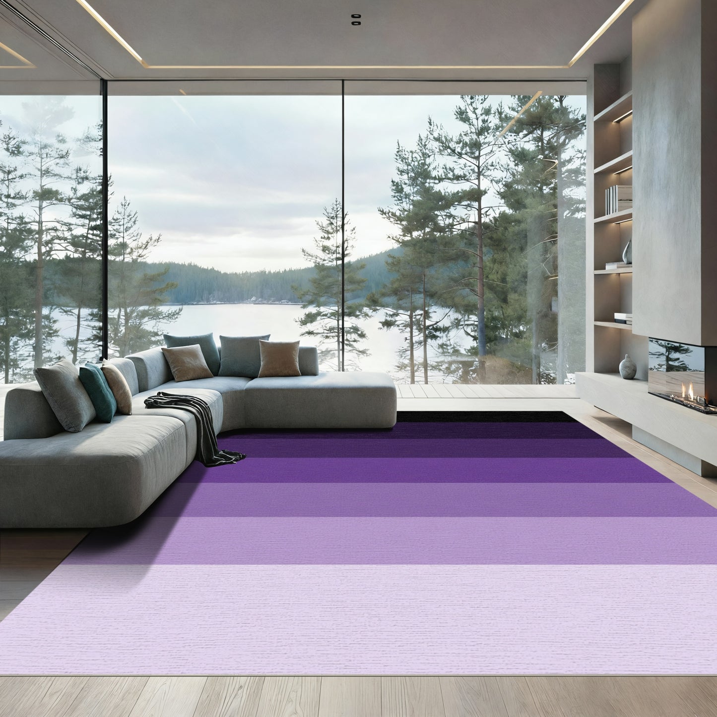 Ombre Indigo Gradient Stripes Rug