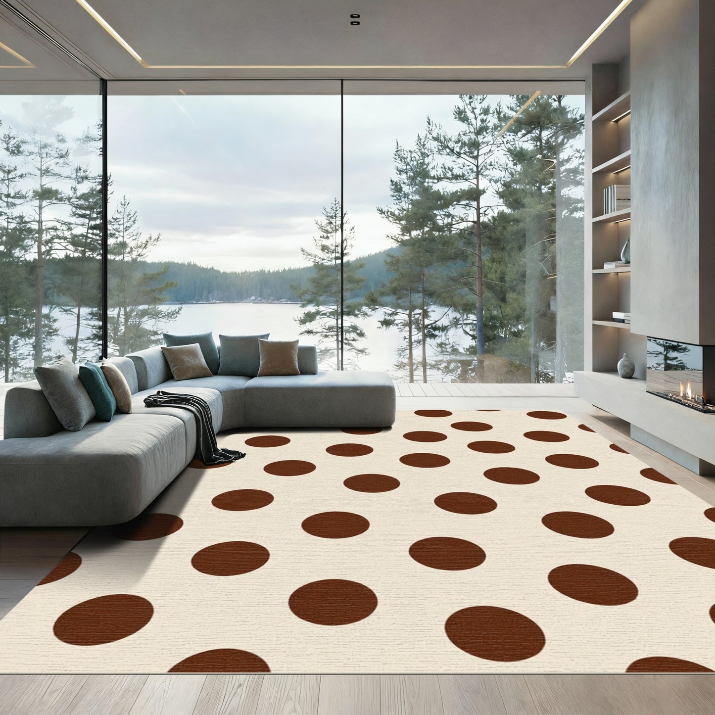 Brown Cream Polka Dot Repeat Rug