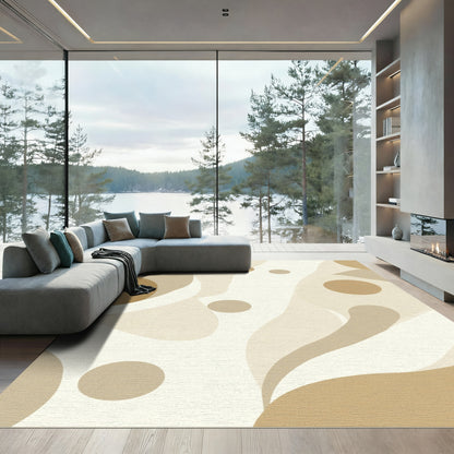 Brown Beige Abstract Organic Shapes Rug