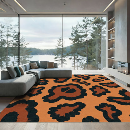 Abstract Leopard Spots Orange Rug