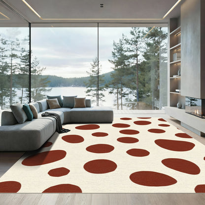 Cream Brown Polka Dot Splash Rug