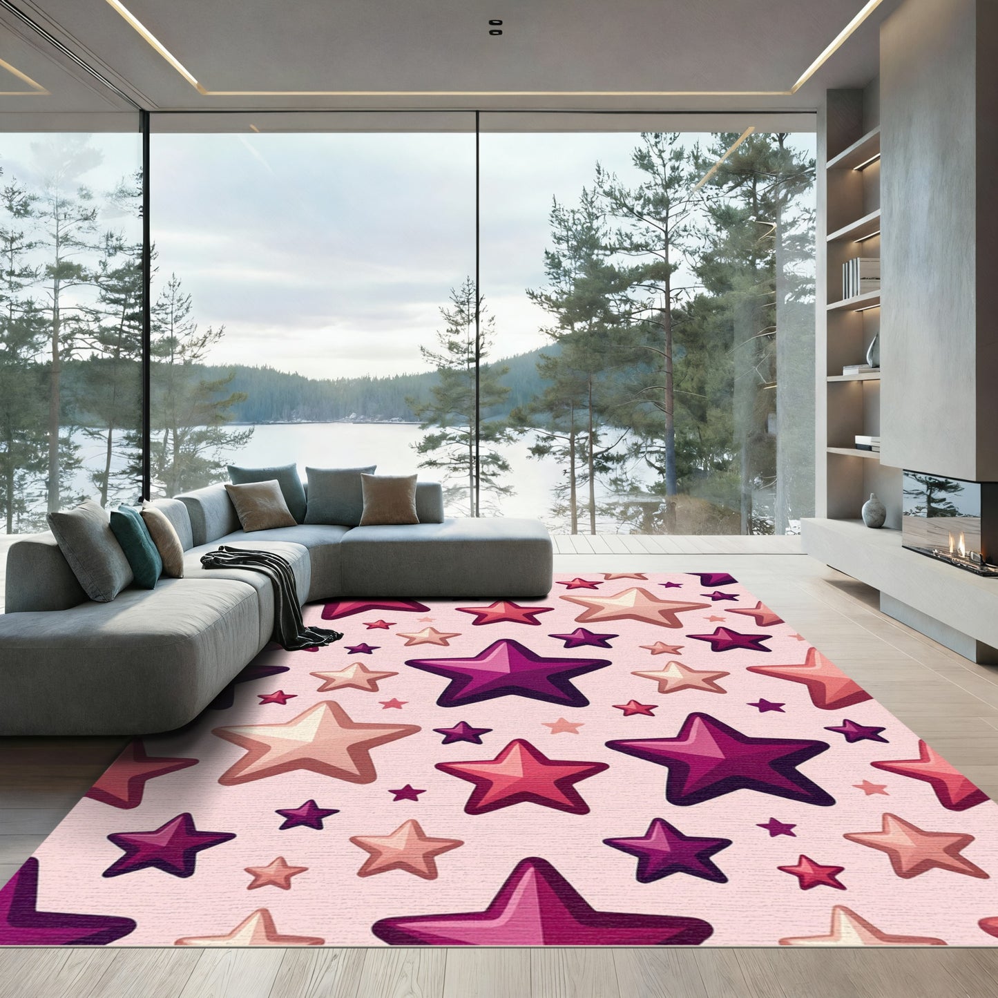 Pink Amethyst Gradient Stars Rug