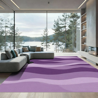 Modern Lavender Abstract Wave Rug