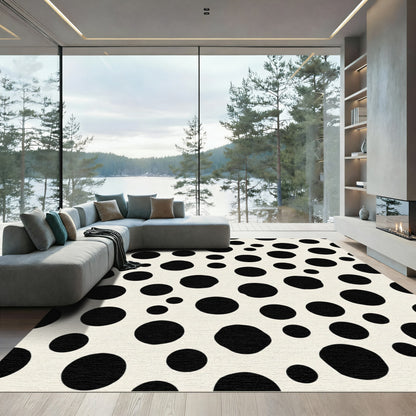 Cream And Black Spotty Circles Rug