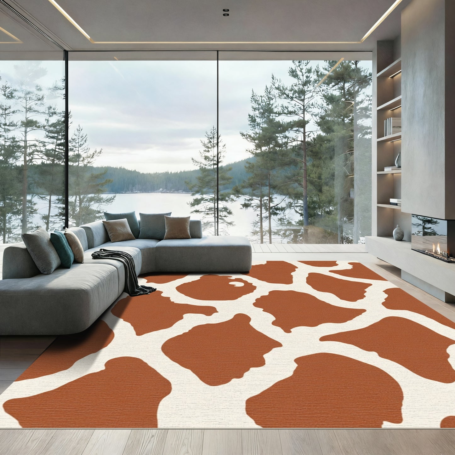 Brown Cream Giraffe Spots Rug