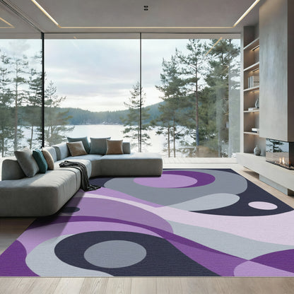 Fluid Lilac Gray Swirls Rug