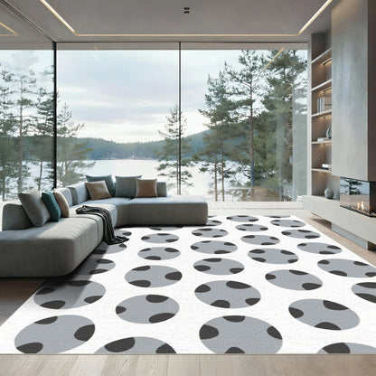 Gray Polka Dot Circles Pattern Rug