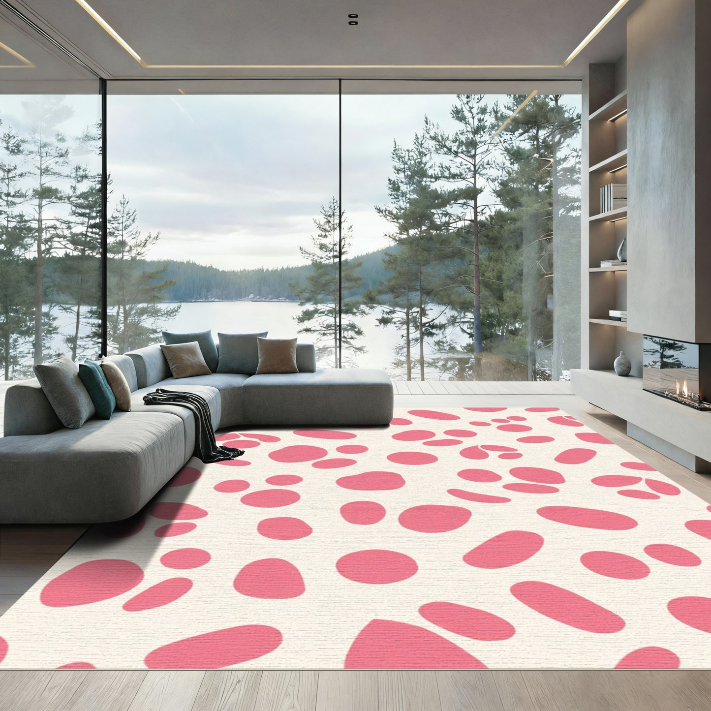 Pink Speckled Pebble Scatter Rug