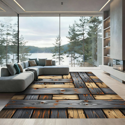 Rustic Wood Grain Weave Rug