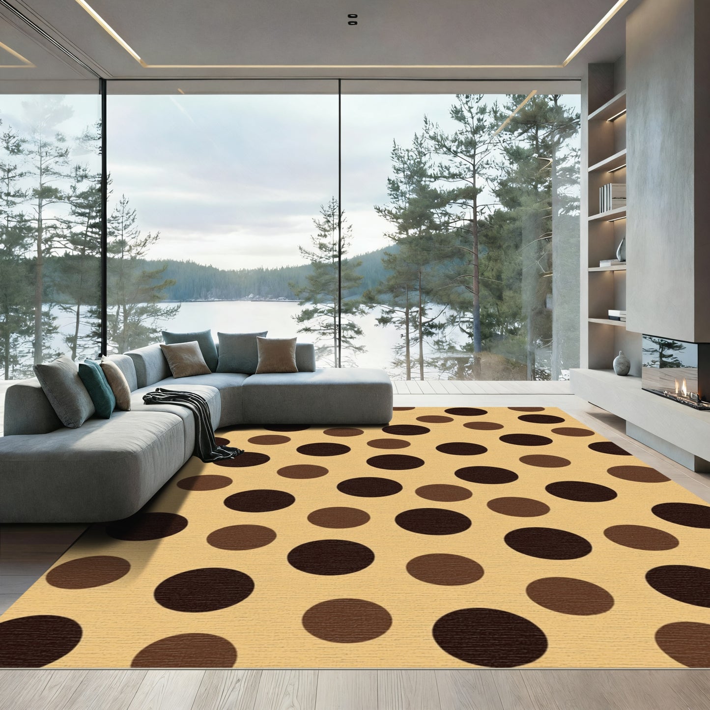 Warm Earthy Brown Polka Dot Scatter Rug
