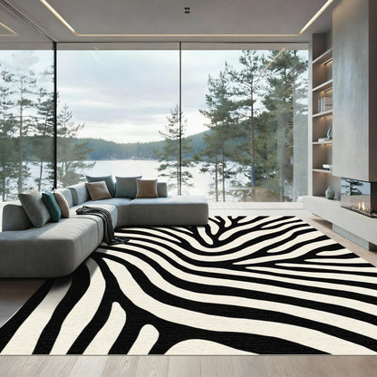 Wild Animal Print Cream Black Rug