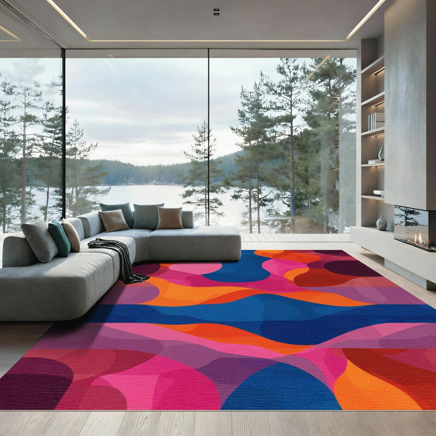 Vibrant Abstract Organic Shapes Rug