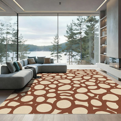 Brown Cream Organic Pebble Rug