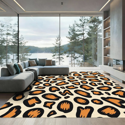 Bold Orange Black Animal Spot Rug