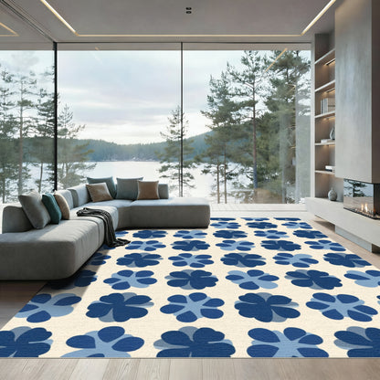 Deep Blue Floral Collage Rug