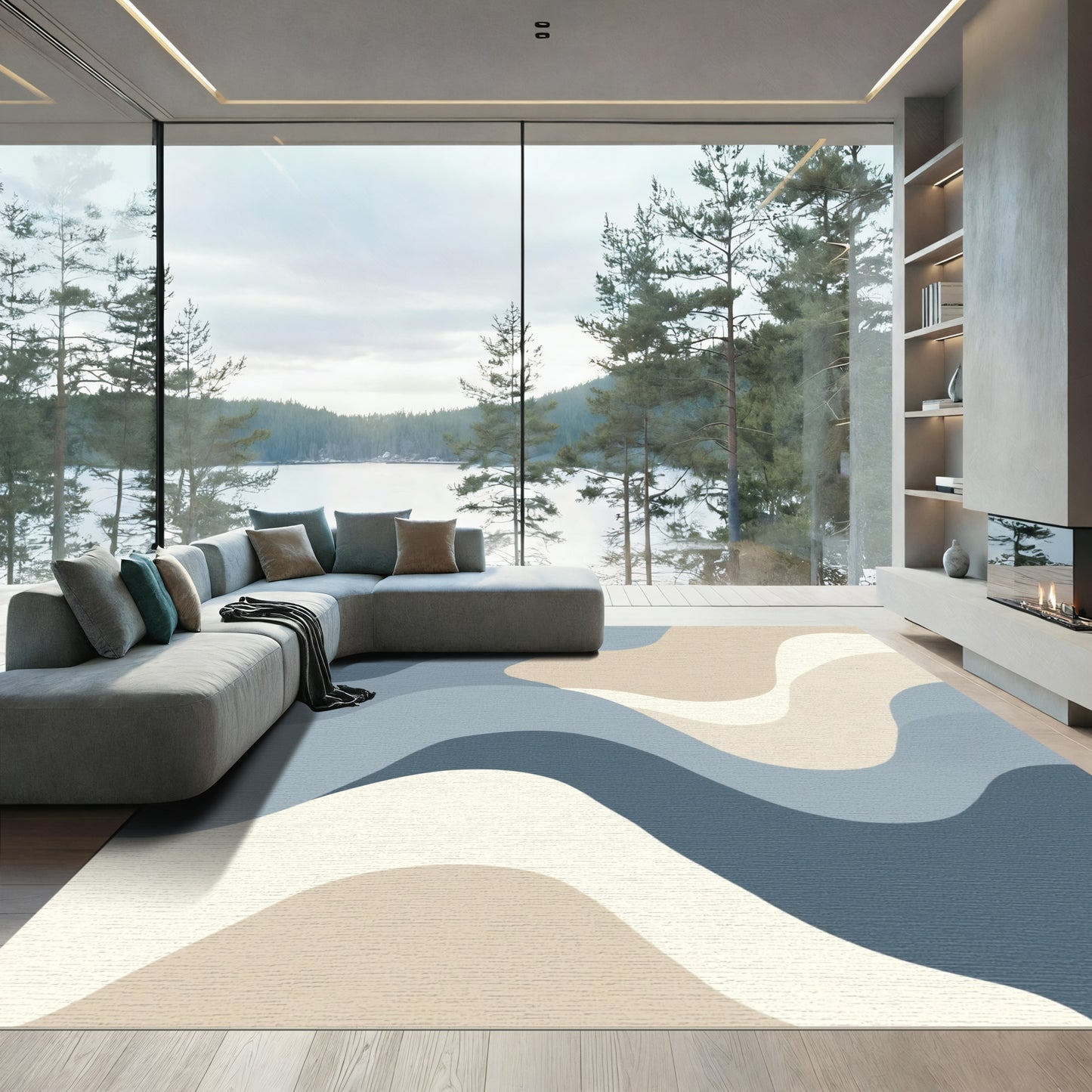 Abstract Wavy Organic Shapes Rug
