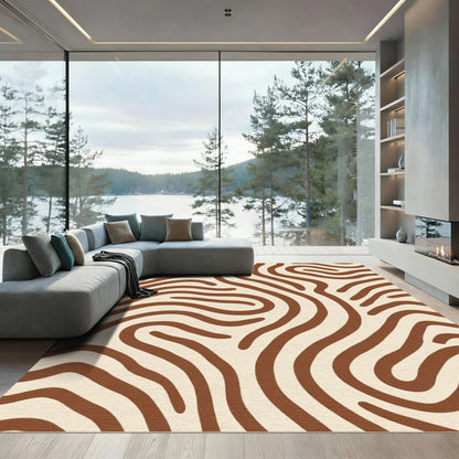Cream Brown Organic Swirl Rug