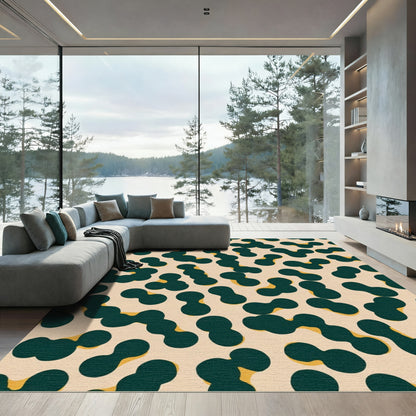 Dark Teal Abstract Organic Blobs Rug