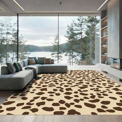 Brown Spots Beige Patchwork Rug