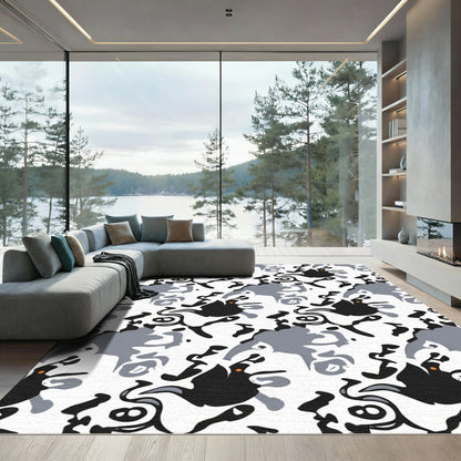 Graffti Black Gray Orange Amoeba Rug