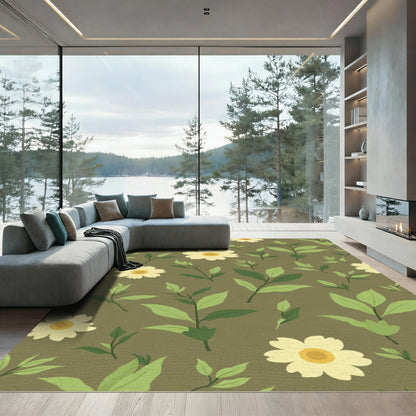 Cream Floral Leafy Branch Rug
