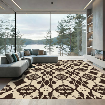 Elegant Khaki Baroque Damask Rug