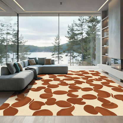 Brown Terracotta Organic Bean Shape Rug