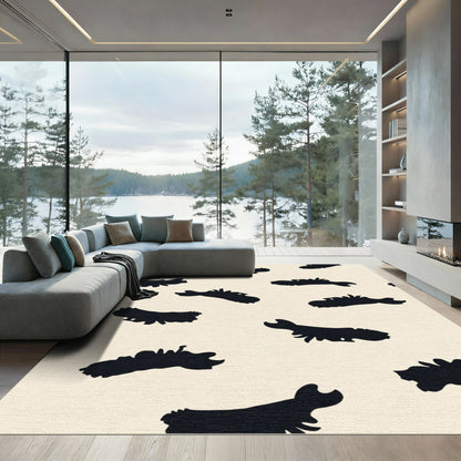 Bold Black Abstract Ink Blot Rug