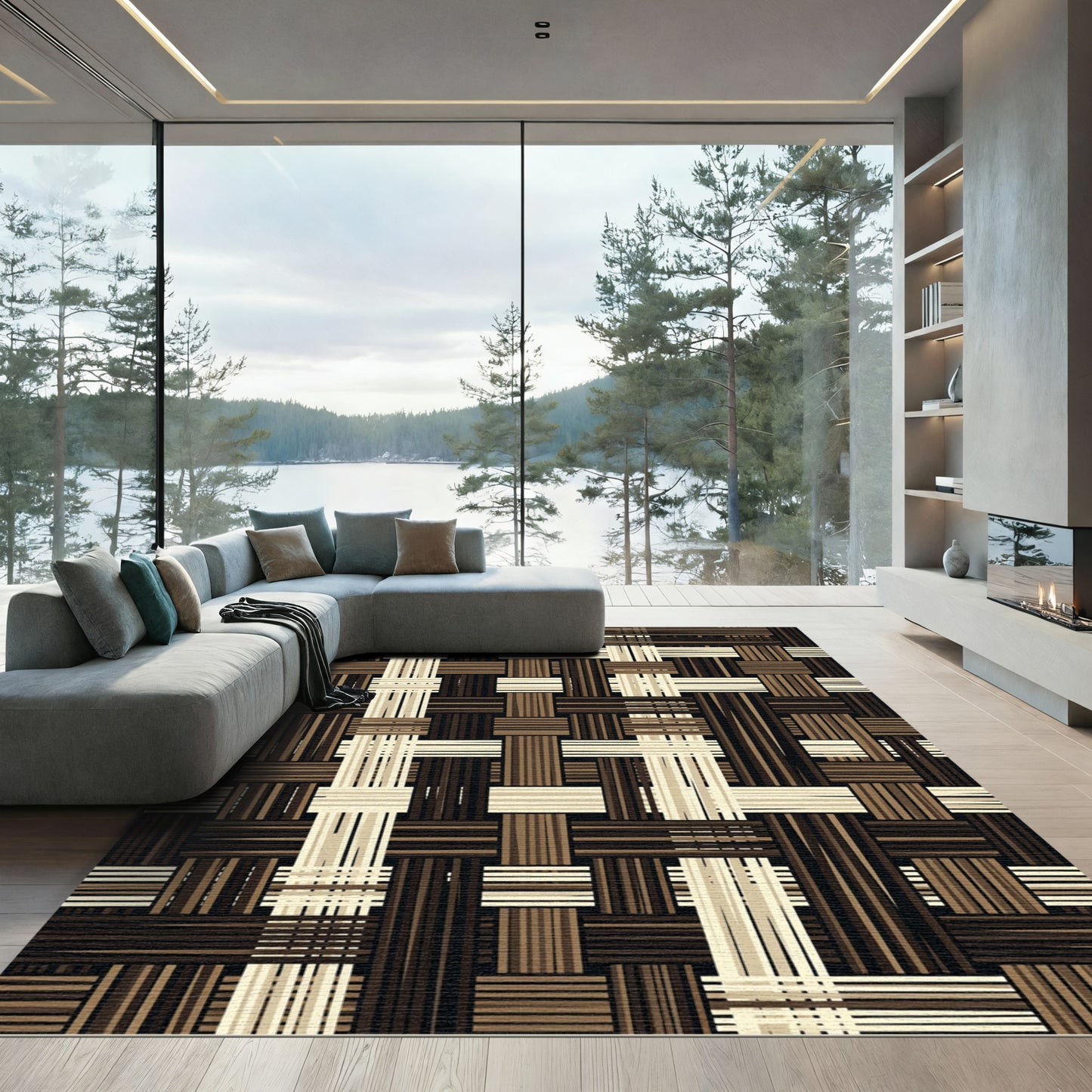 Warm Earthy Interwoven Texture Rug