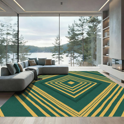 Emerald Yellow Geometric Diamond Rug