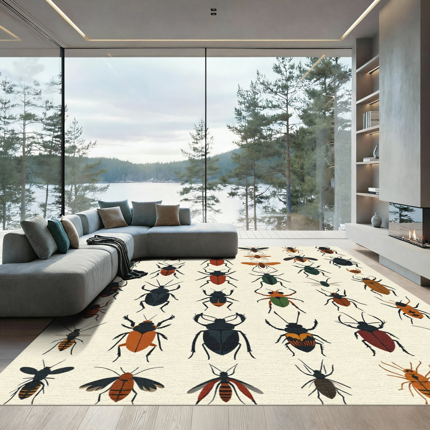 Charming Insect Illustration Arrangement Rug