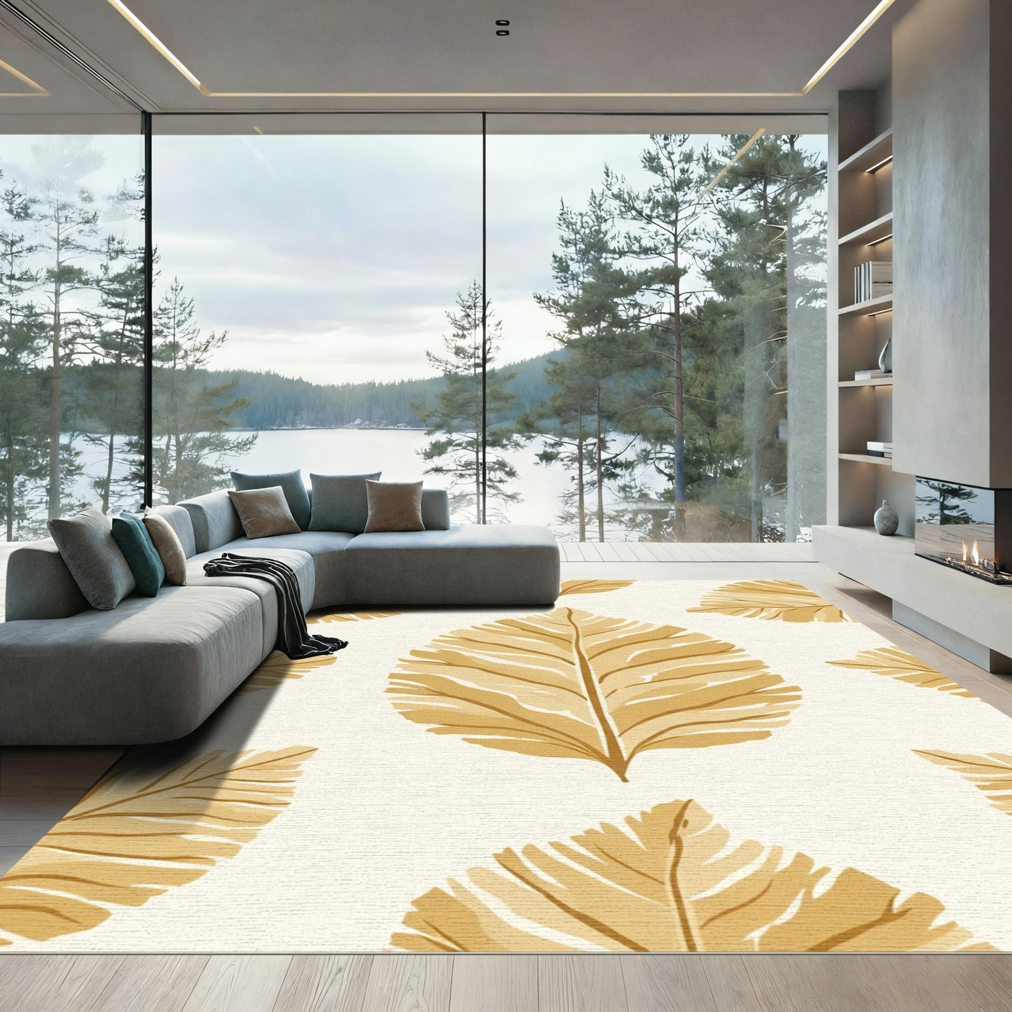 Golden Natural Leaf Tones Rug