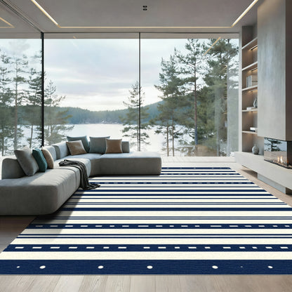 Navy Cream Striped Dash Arrangement Rug