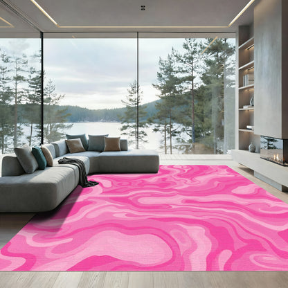 Fluid Pink Swirl Marble Rug