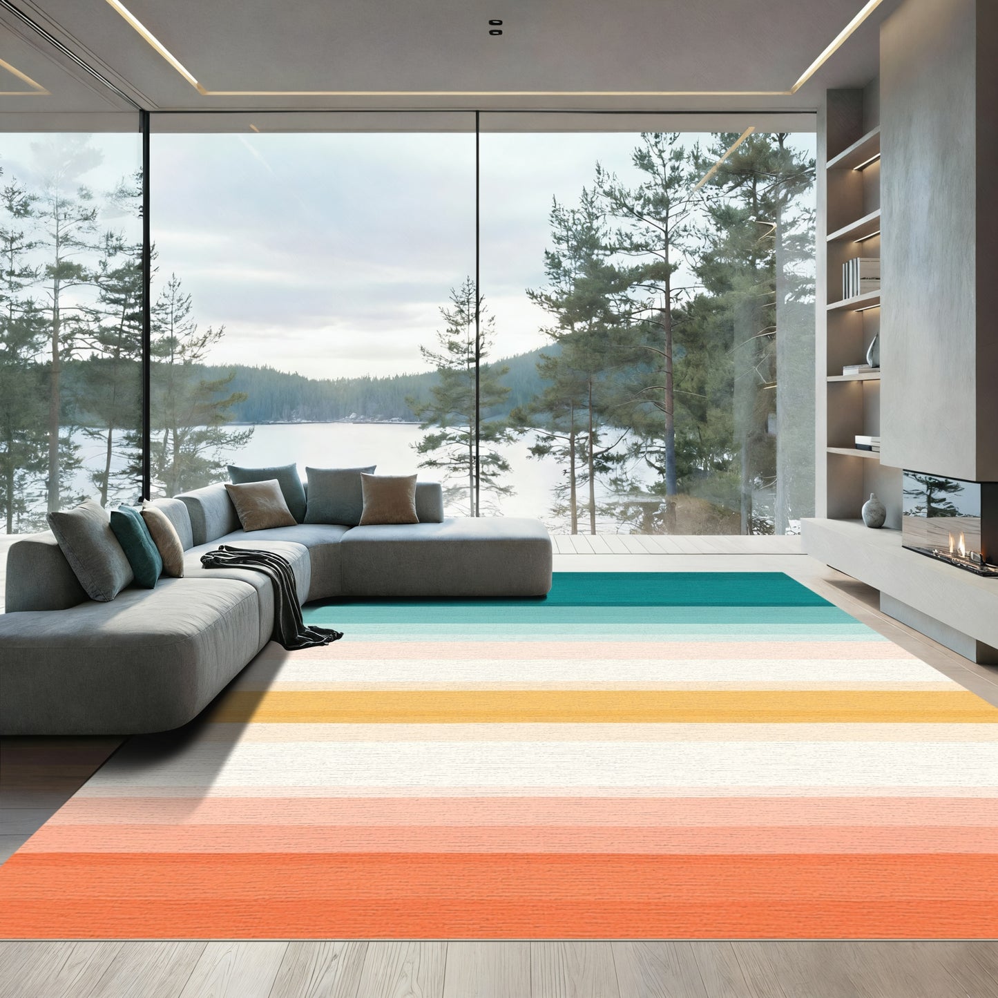 Coastal Gradient Ombre Striped Rug