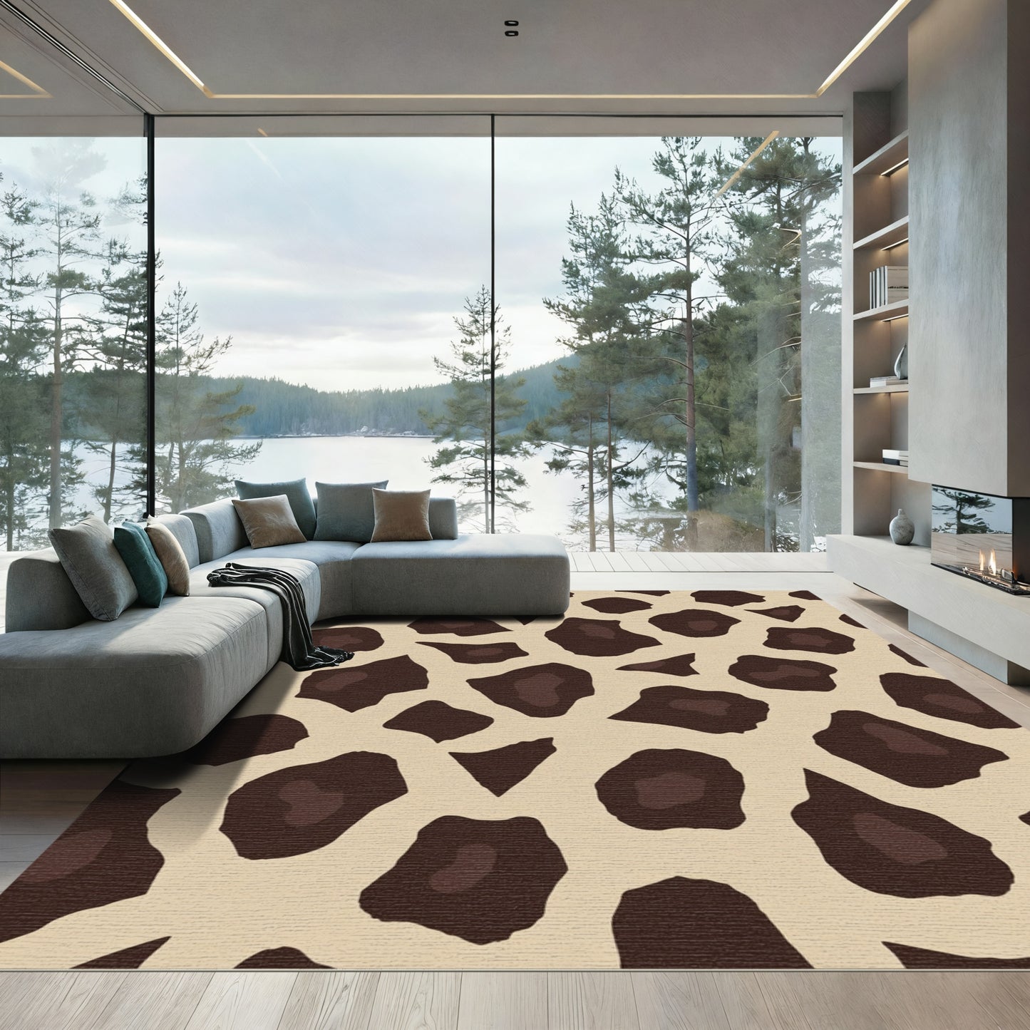 Taupe Animal Print Spots Rug