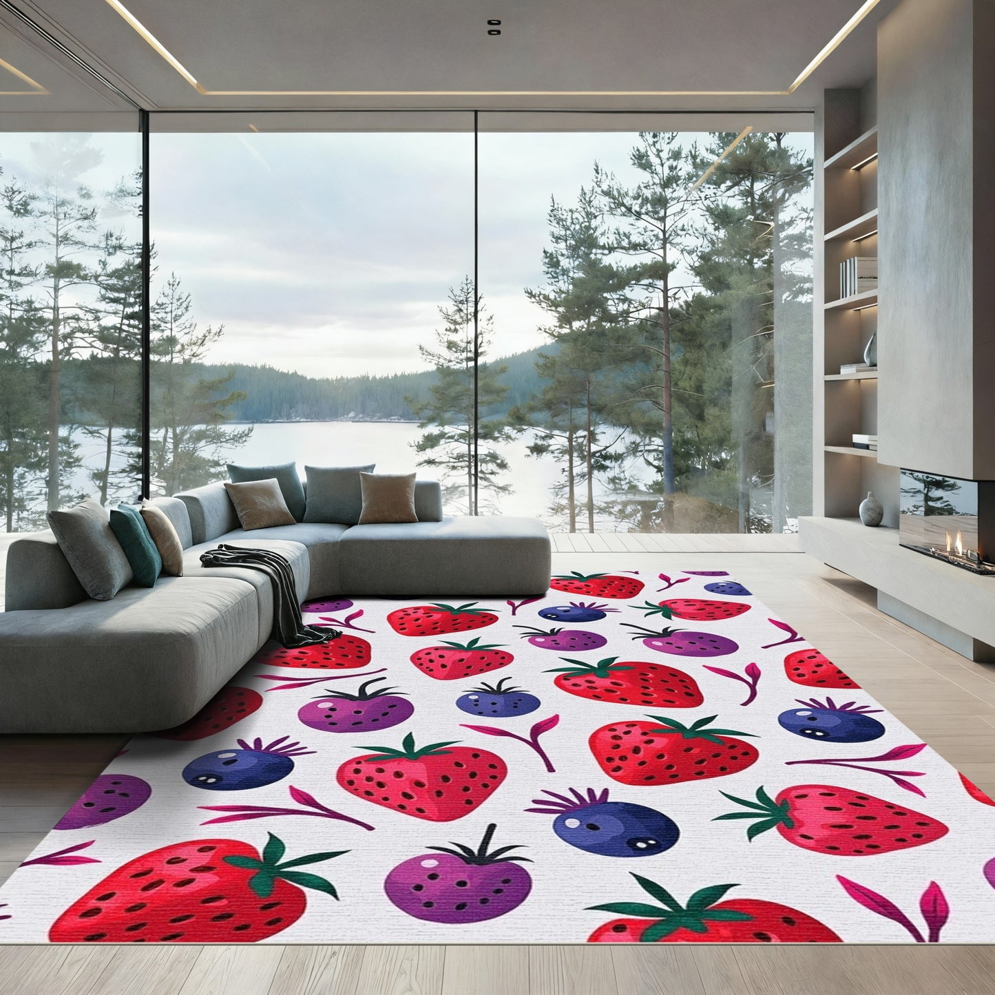 Red Berry Blue Fruit Medley Rug