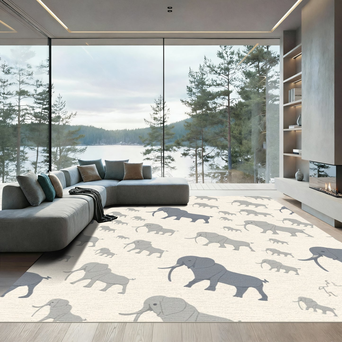 Tonal Elephant Parade Collection Rug