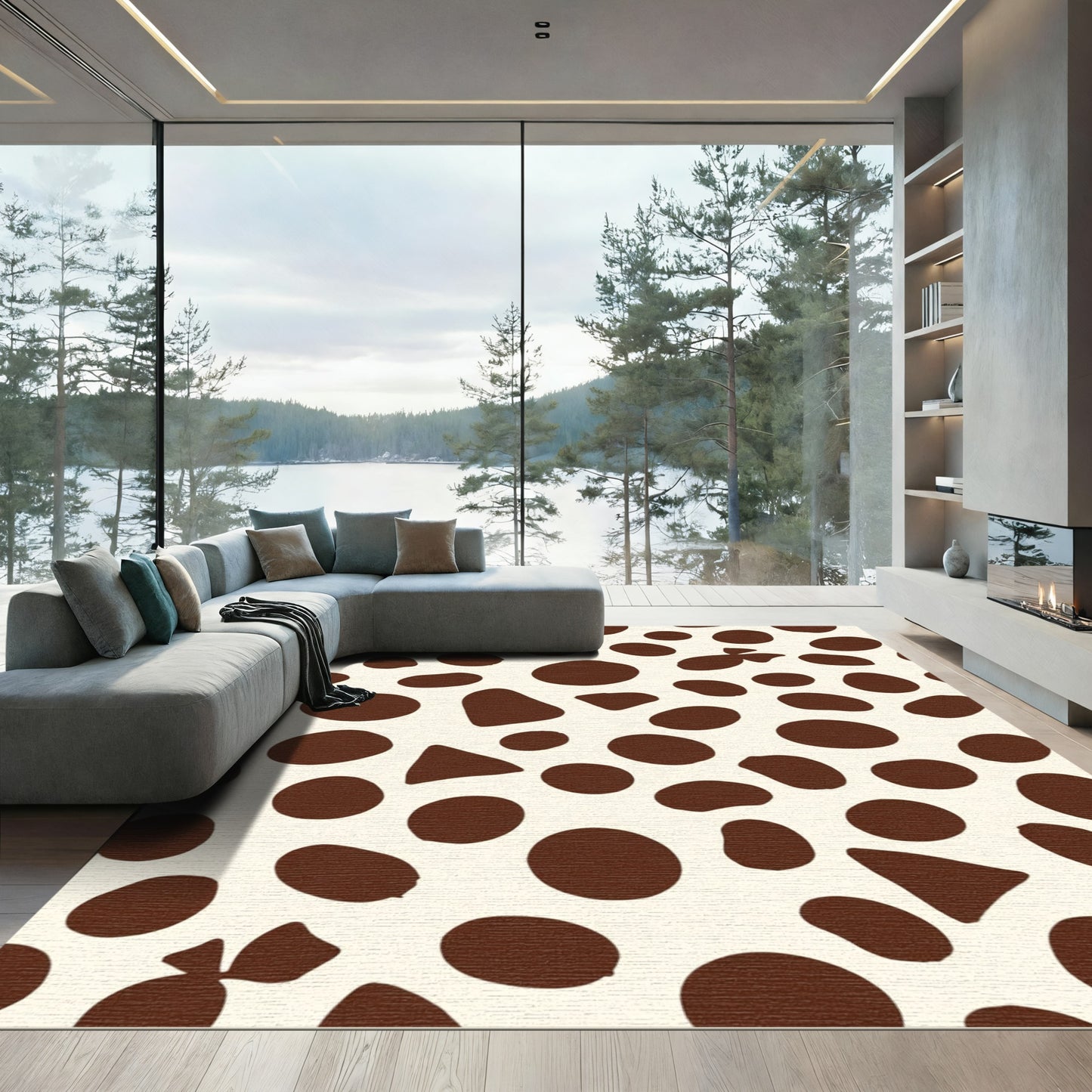 Brown Cream Pebble Scatter Rug