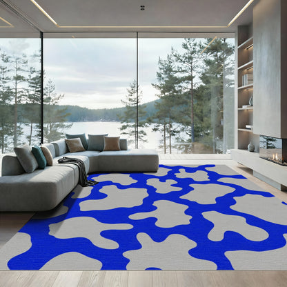 Cobalt Gray Abstract Irregular Zones Rug
