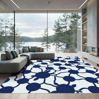 Indigo Circles Network Art Rug