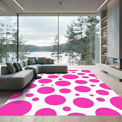 Hot Pink Polka Dot Collage Rug