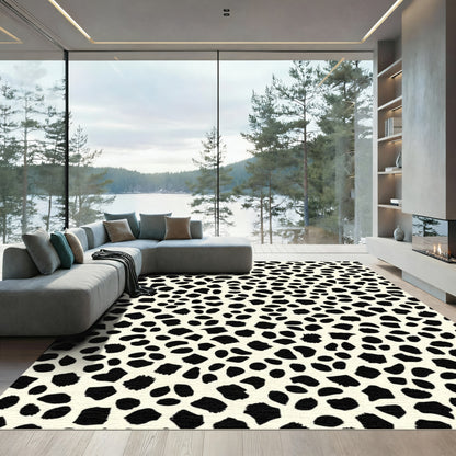 Bold Black Spots Cream Background Rug