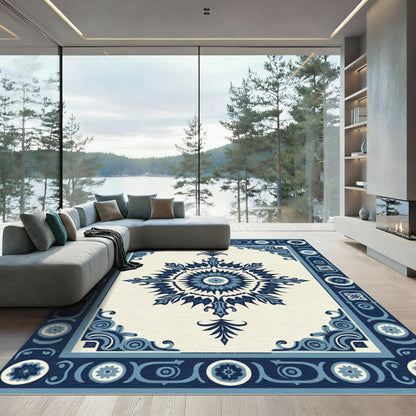 Navy Indigo Sunburst Centerpiece Rug