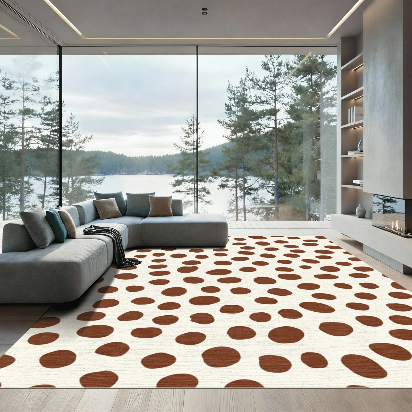 Brown Spots Cream Ground Scatter Rug